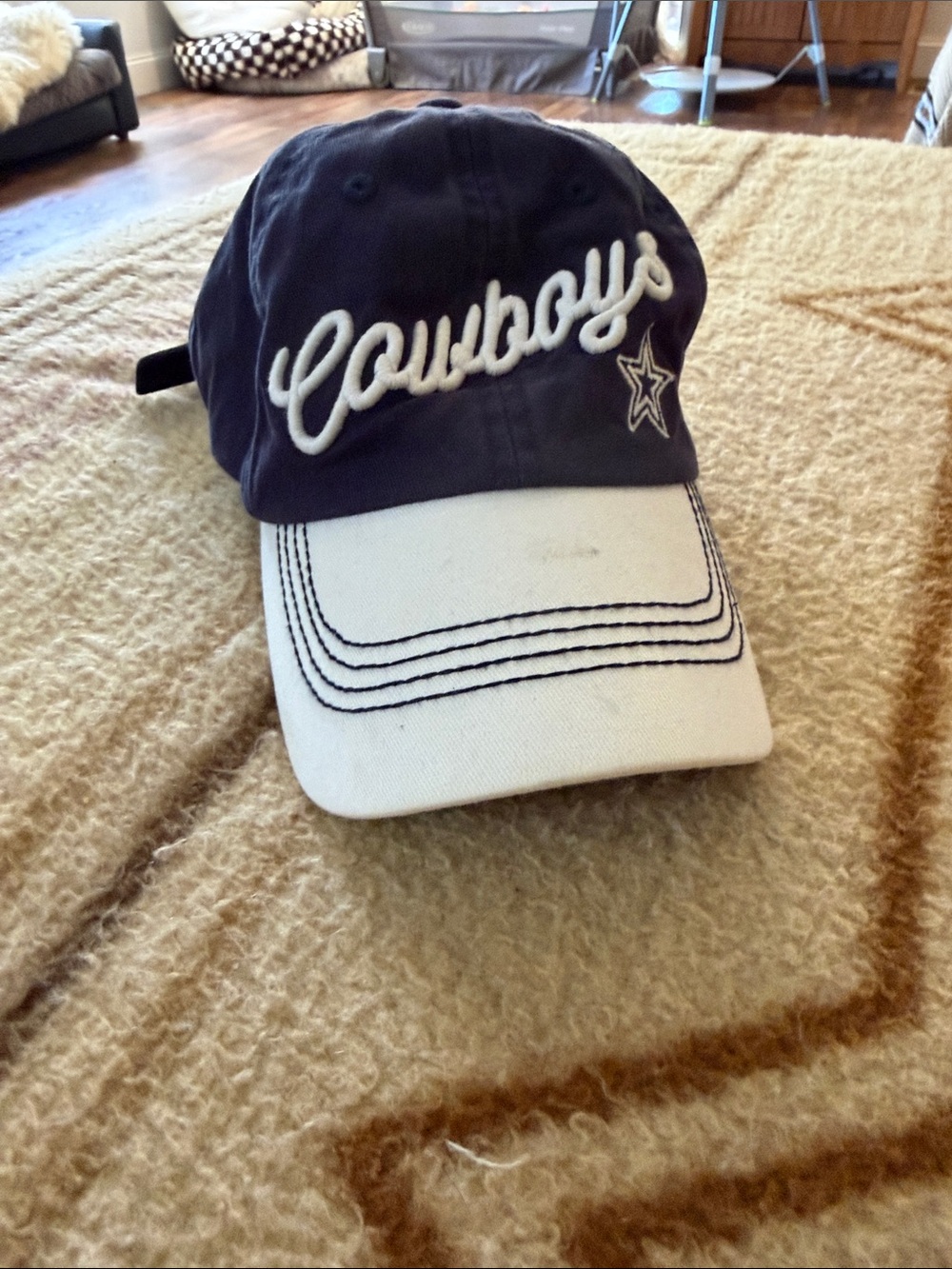 NFL Cowboys Two-Tone Script Baseball Cap - Navy and White